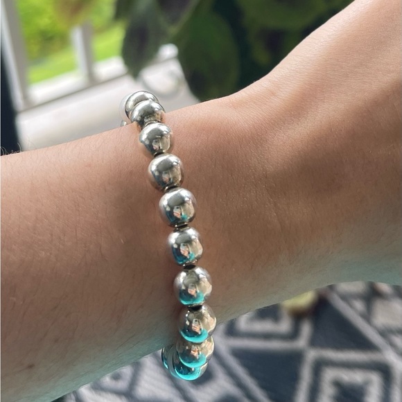 Hand-Crafted Evil Eye Silver Beaded Bracelet - Picture 2 of 3